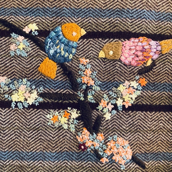 Moth Anthropologie Hand Embroidered Merino Wool Long Sleeve Jacket - Picture 12 of 12